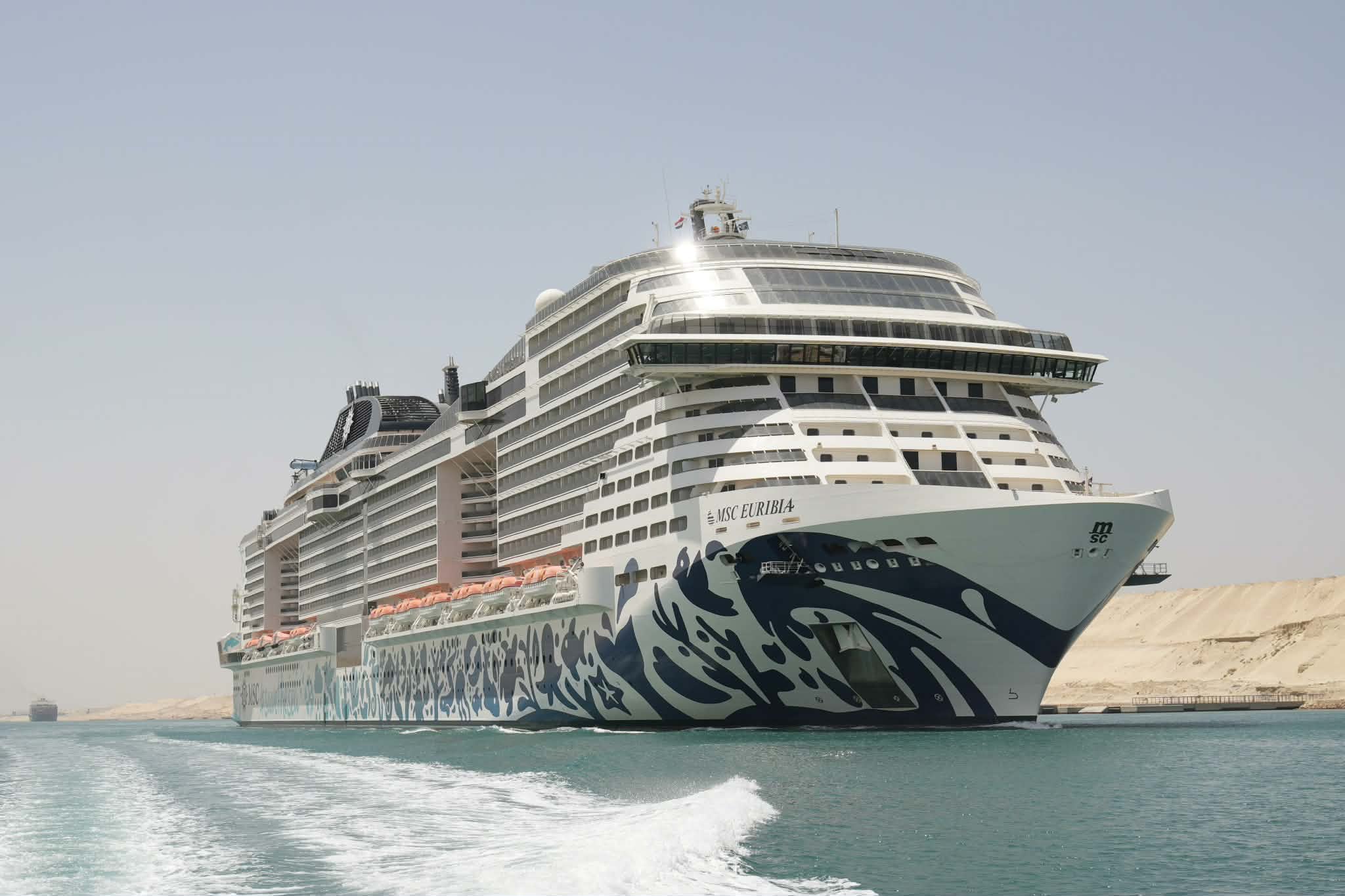 MSC Euribia, one of the world's largest cruise ships, has chosen to transit the Suez Canal.