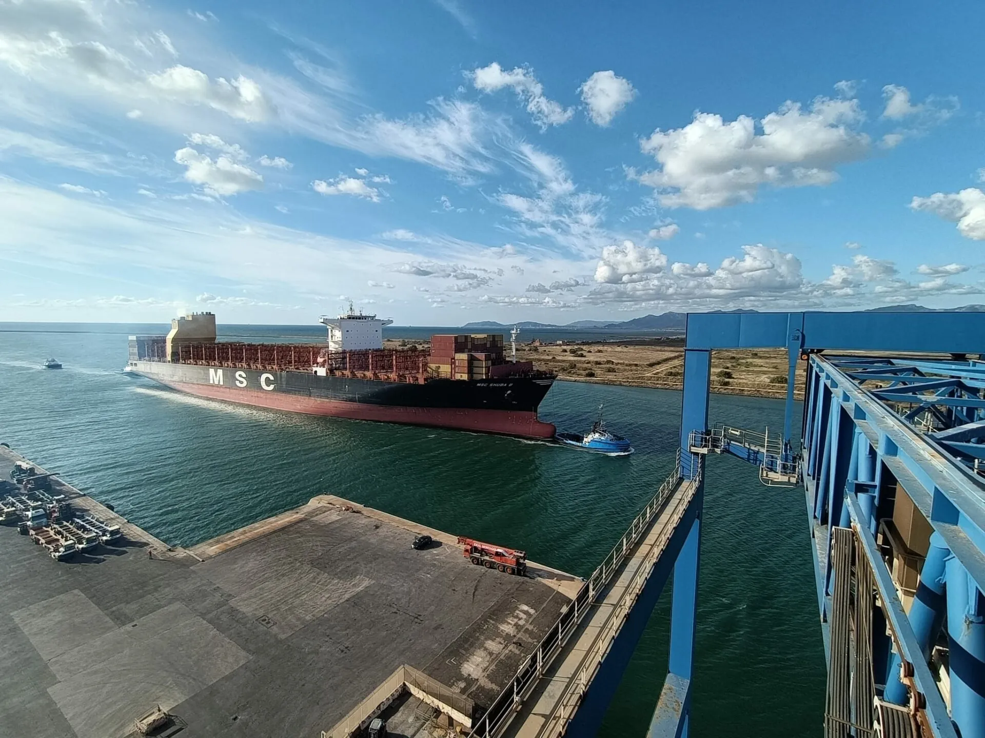 A container ship bound for Israel has caused tension in Cagliar