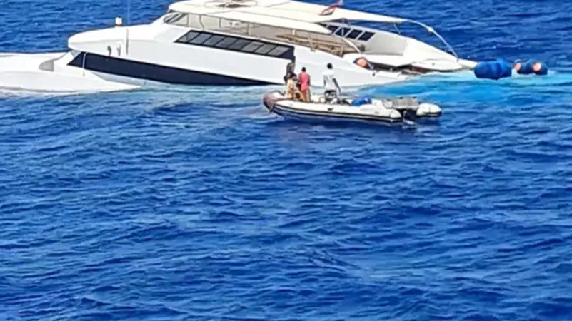 A boat “Ecozoost” sinking in the Red Sea